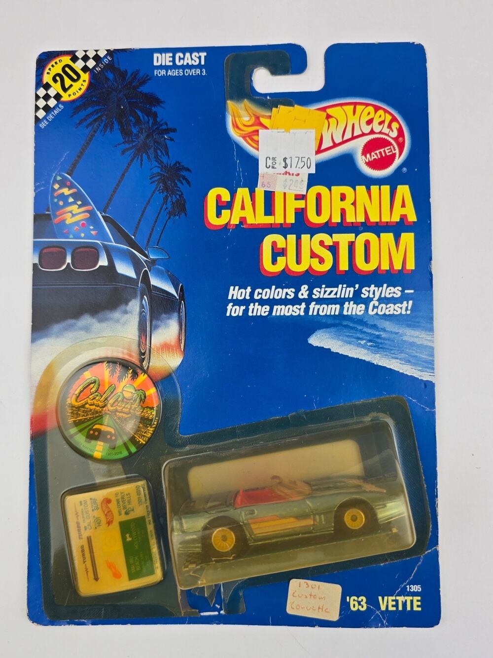 1989 Hot Wheels California Customs Metallic Blue 83 Corvette Convertible Sealed